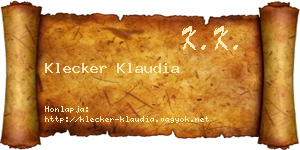 Klecker Klaudia névjegykártya